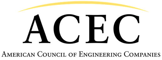 Logo of the American Council of Engineering Companies (ACEC) with a yellow curved line above the large black letters "ACEC" and the organization's full name written below in green.
