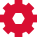 A solid red gear icon with eight teeth, shown on a transparent background.