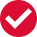 A red circle with a dark checkmark inside, symbolizing approval or confirmation.